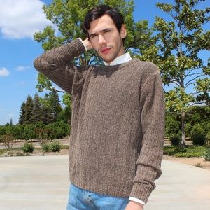 Vintage Ribbed Fisherman Sweater in Brown